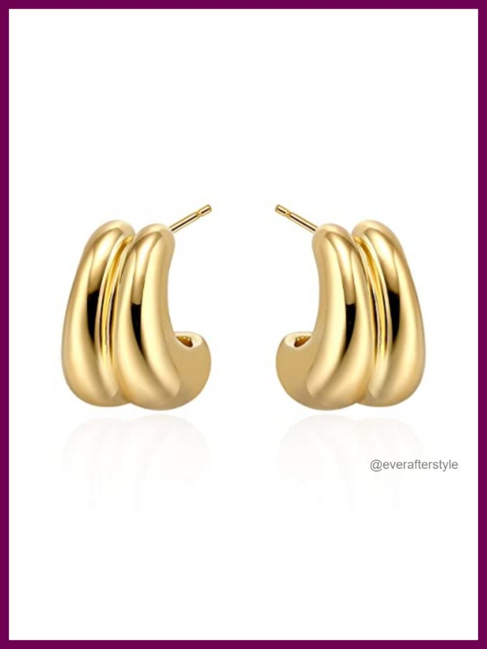 18K Gold Plated Chunky Hoop Earrings for Women Hypoallergenic Lightweight